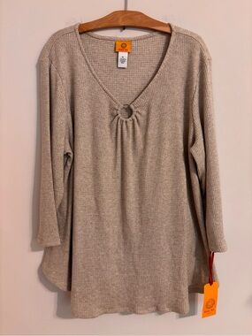 Ruby Rd. NWT Winter Luxe Metallic Thread Waffle Thermal Top